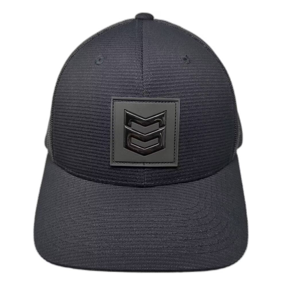 MTN OPS Trucker Hat Black One Size Snapback Rubber Patch Mesh Back Adjustable